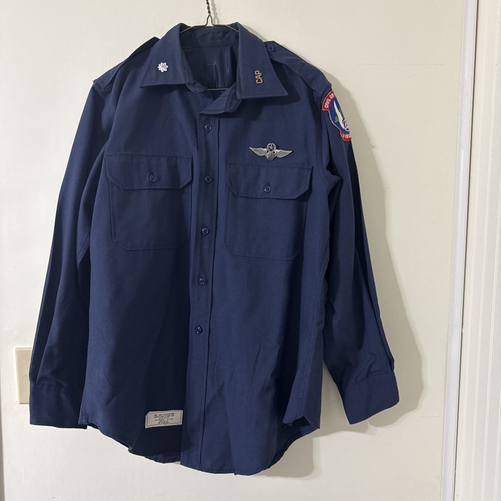 Vintage Civil Air Patrol Virginia Wing Uniform Shirt W/ Senior Pilot Wings Badge